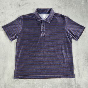 Polar Skate Co Polo Shirt Mens Medium Purple Brown Stripe Velour Portugal Casual